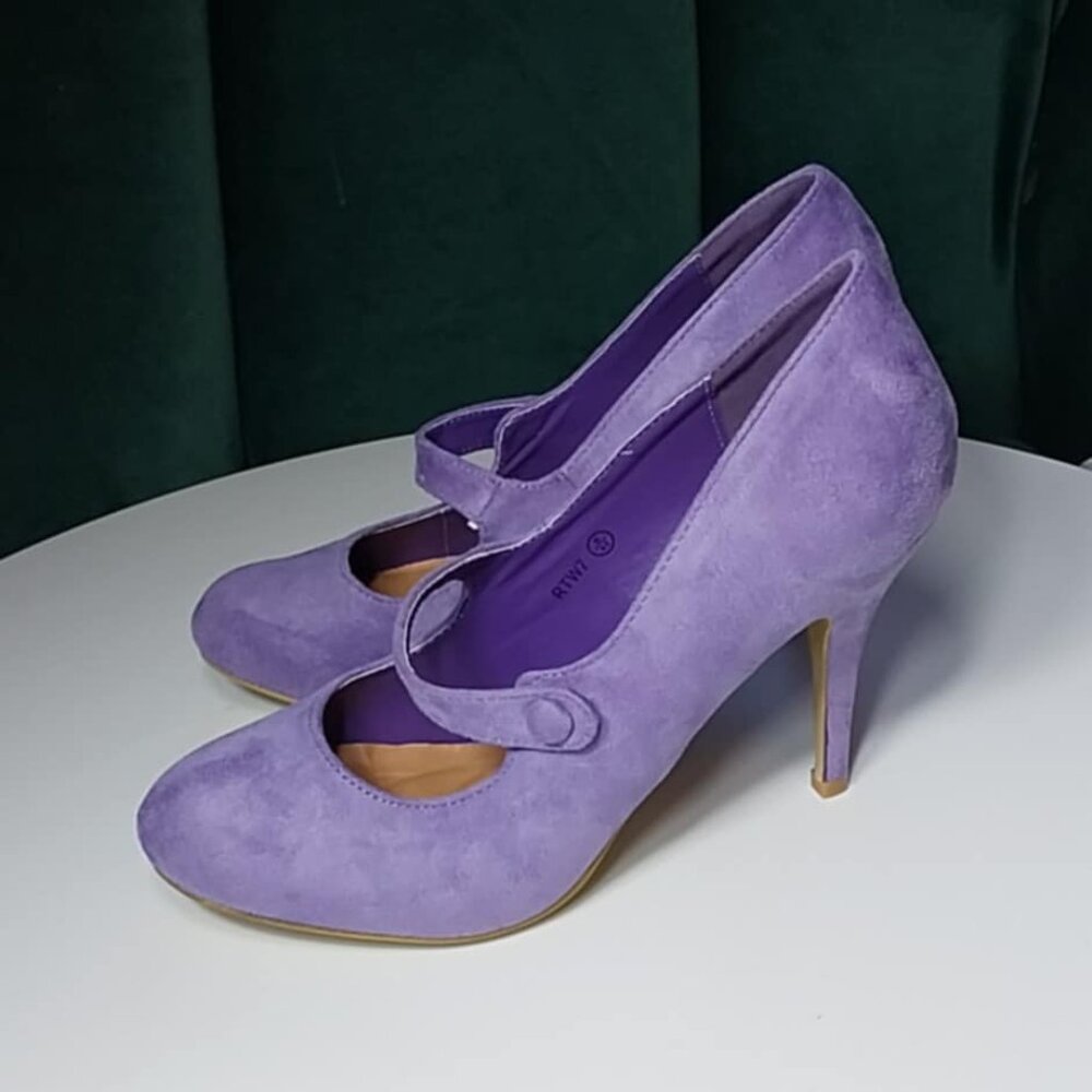 Publicite Lilac Suede Stiletto Mary Jane Heels sz 8